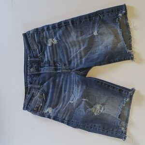 American Eagle Mens Size 26 Airflex + Distressed Cut Off Blue Denim Shorts